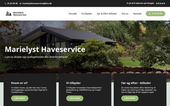 Screenshot of marielysthaveservices.dk