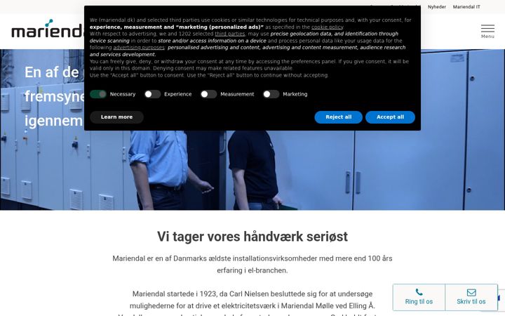 Screenshot of mariendal.dk