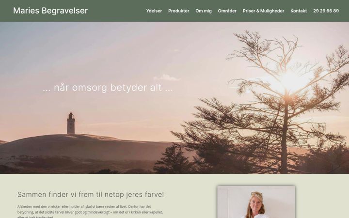 Screenshot of mariesbegravelser.dk