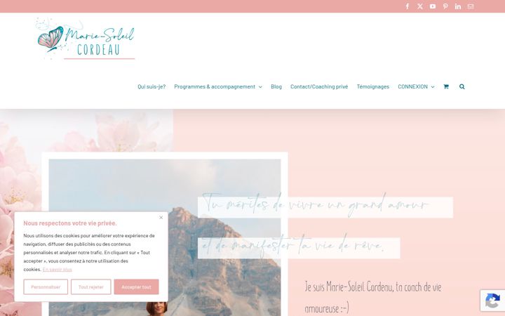 Screenshot of mariesoleilcordeau.com