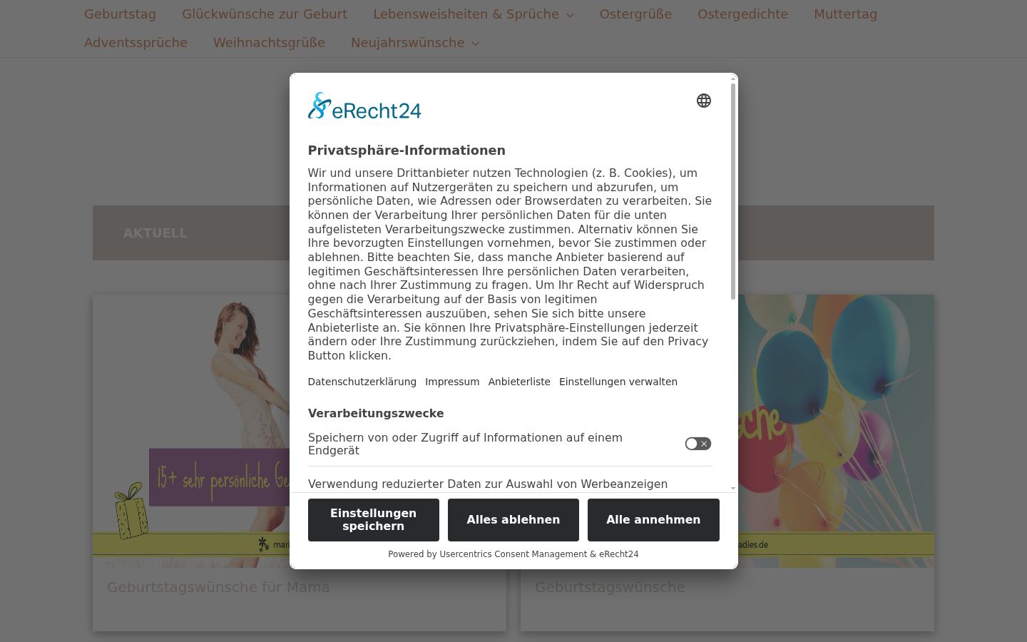 Snimka zaslona bannera za privolu prikazanog prije bilo kakve interakcije