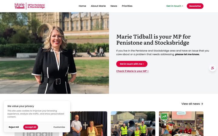 Screenshot of marietidball.com