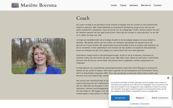 Screenshot of marietteboersma.nl