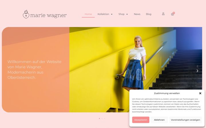 Screenshot van mariewagner.at