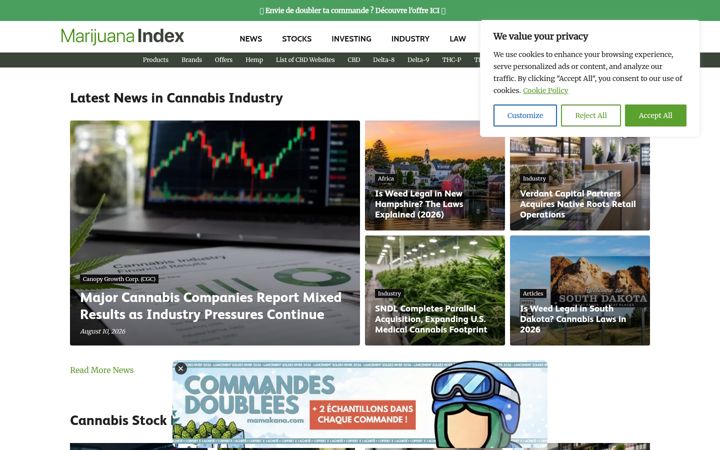 Screenshot of marijuanaindex.com