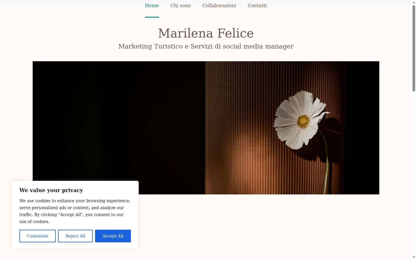 Screenshot del banner di consenso mostrato prima di qualsiasi interazione