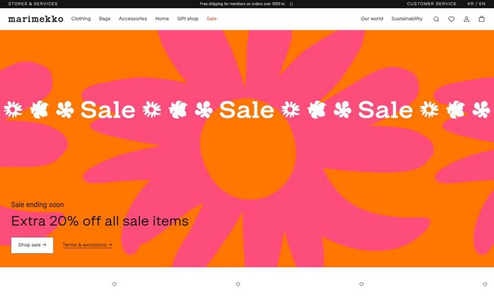 Screenshot of marimekko.com