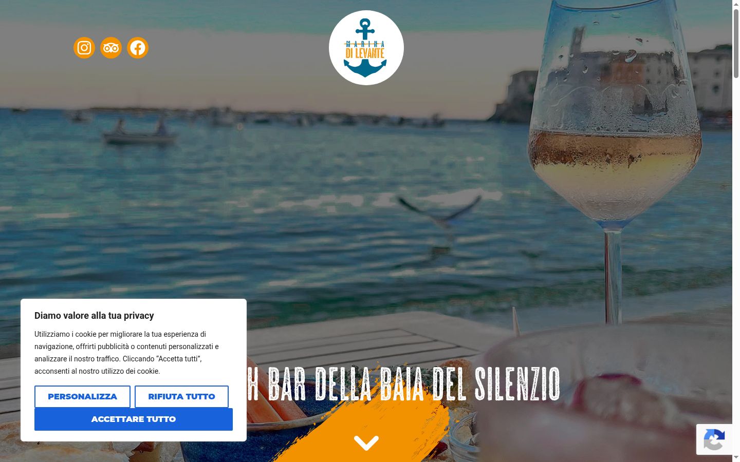 Screenshot del banner di consenso mostrato prima di qualsiasi interazione