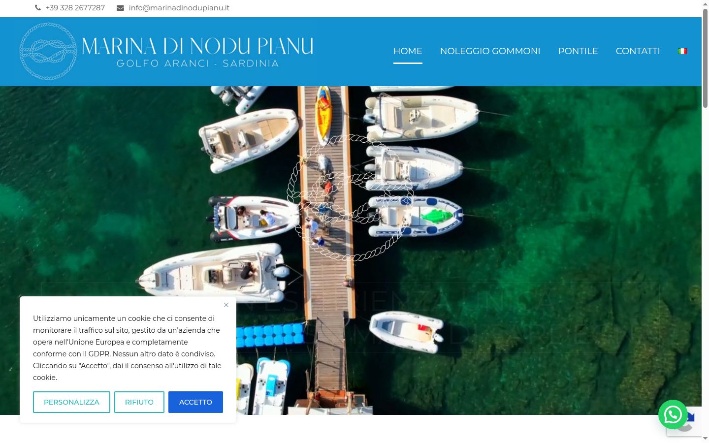 Screenshot del banner di consenso mostrato prima di qualsiasi interazione
