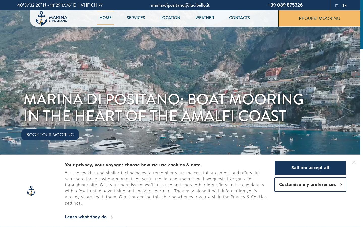 Screenshot del banner di consenso mostrato prima di qualsiasi interazione