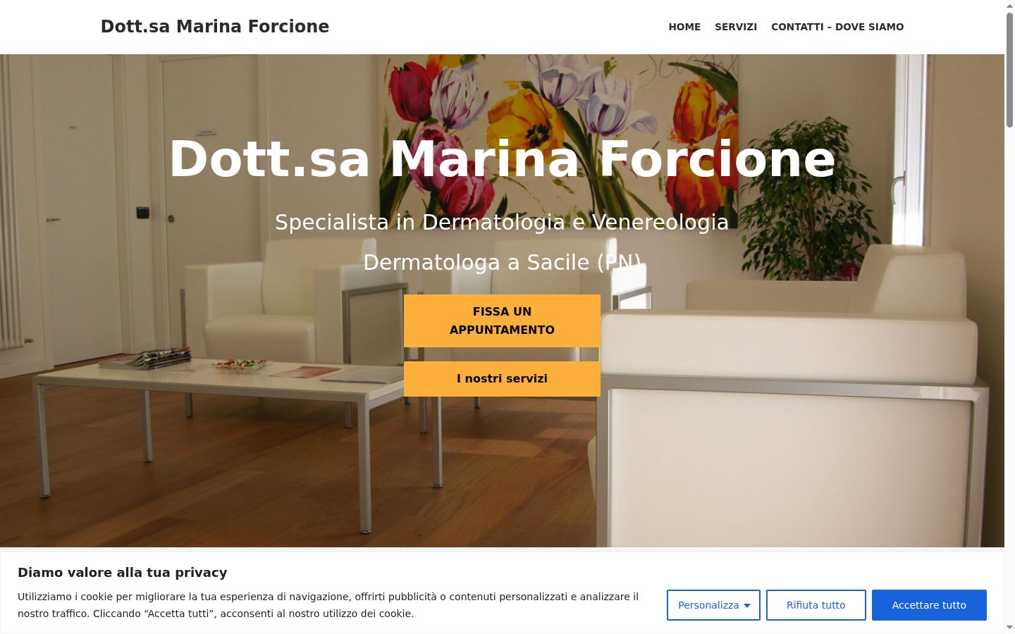 Screenshot del banner di consenso mostrato prima di qualsiasi interazione