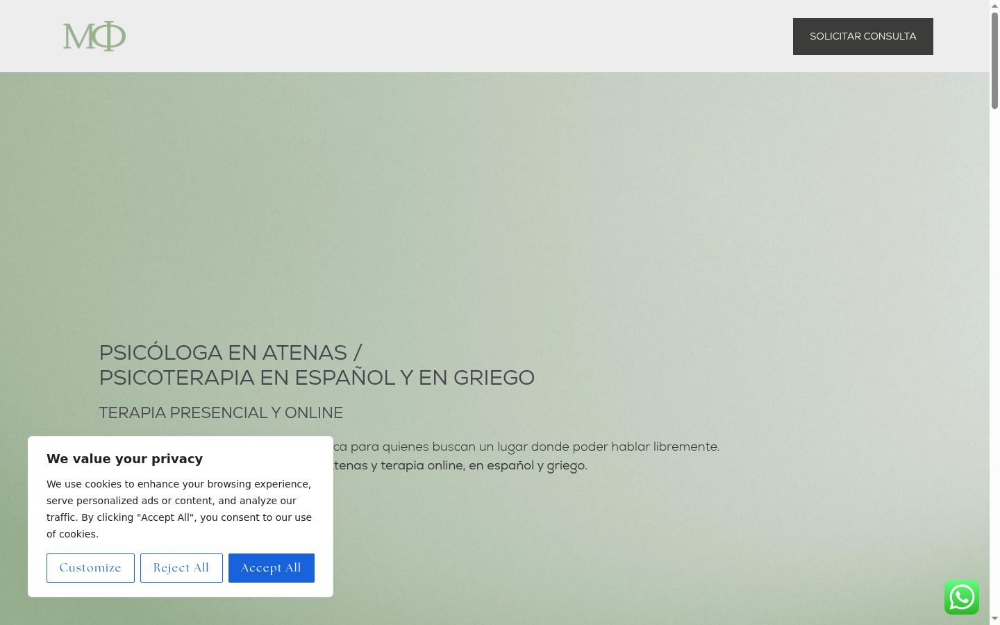 Screenshot del banner di consenso mostrato prima di qualsiasi interazione