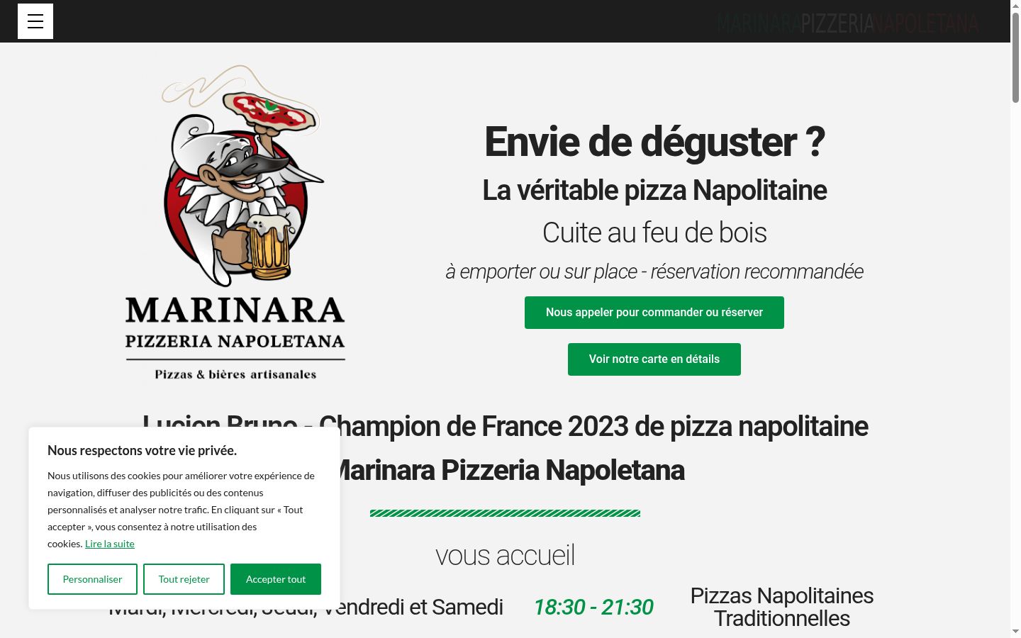 Capture d'écran de la bannière de consentement affichée avant toute interaction