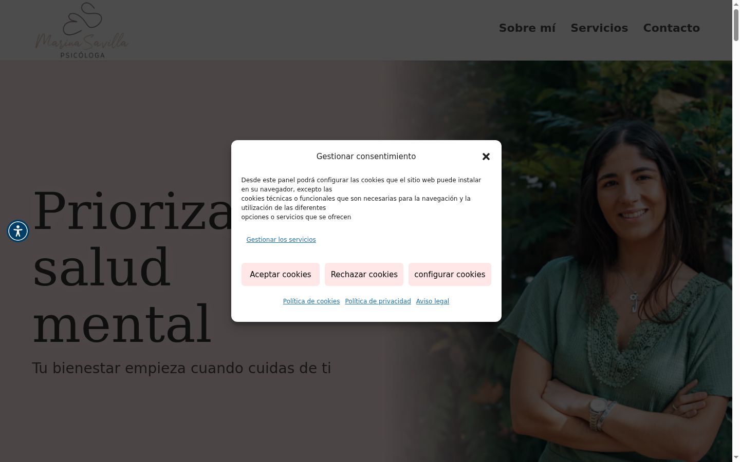 Screenshot del banner di consenso mostrato prima di qualsiasi interazione
