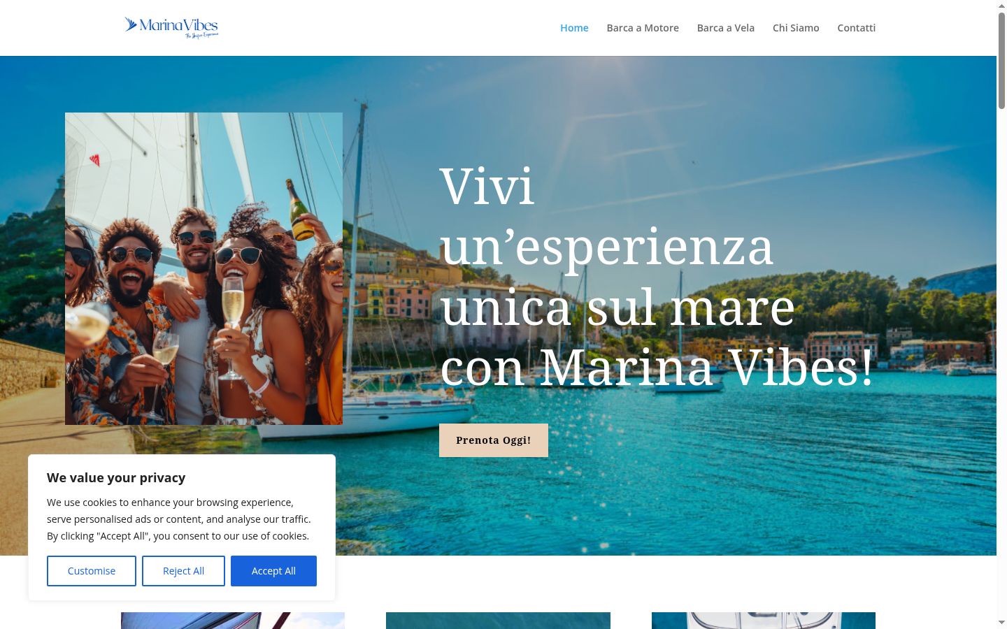 Screenshot del banner di consenso mostrato prima di qualsiasi interazione