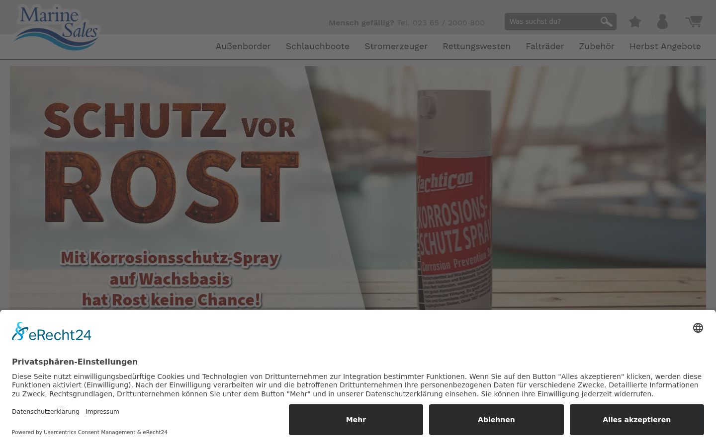Screenshot des Einwilligungsbanners vor jeglicher Interaktion