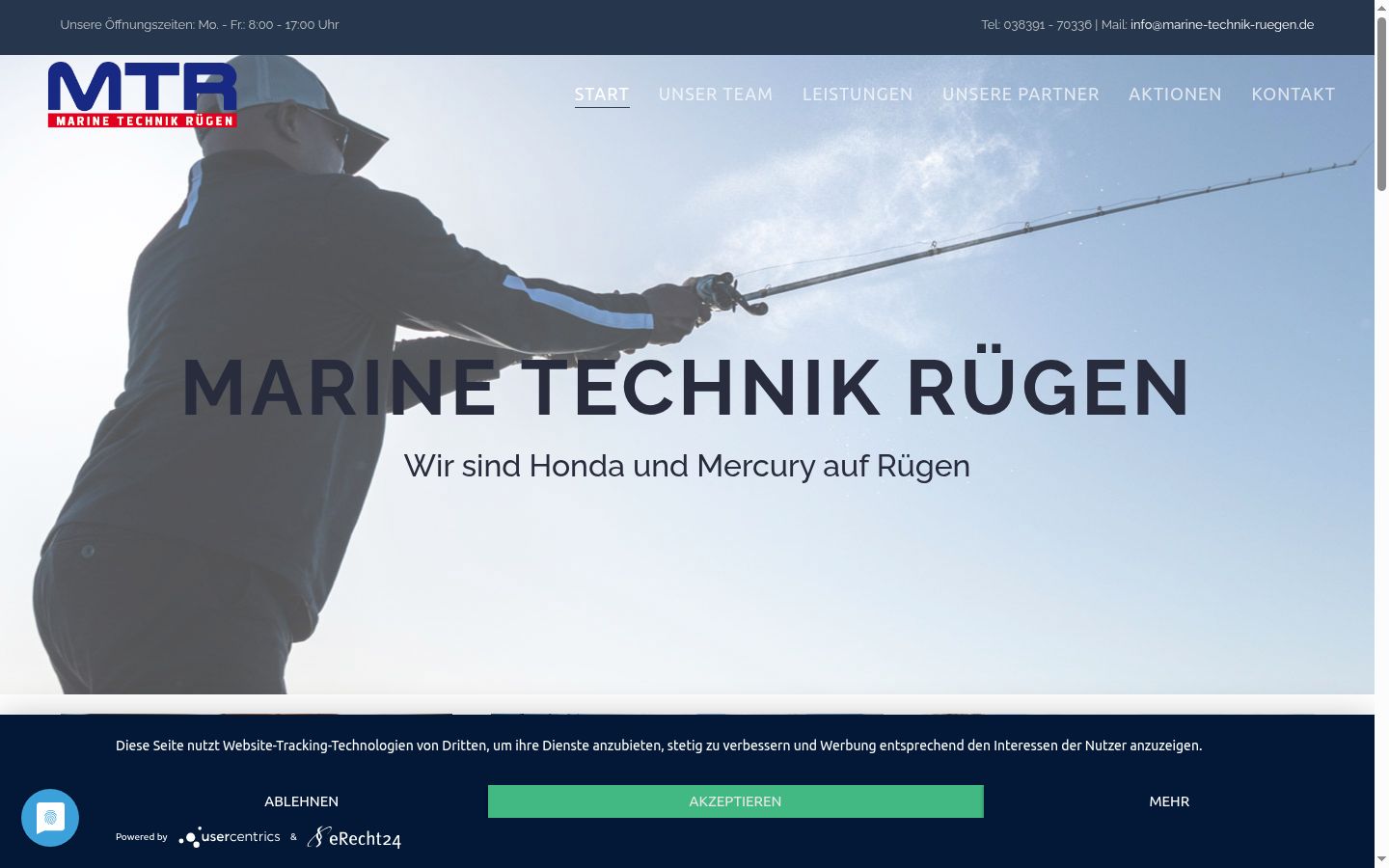 Screenshot des Einwilligungsbanners vor jeglicher Interaktion