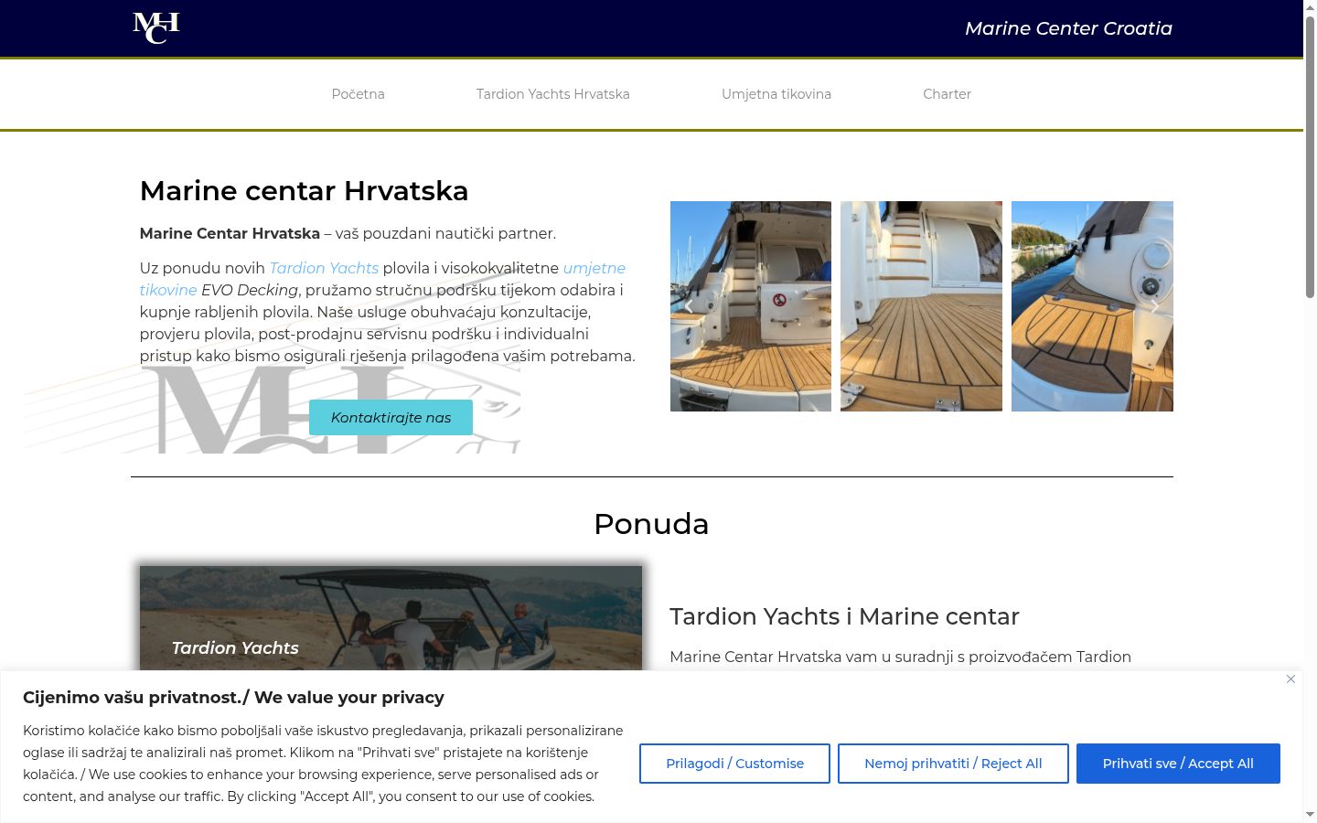 Screenshot del banner di consenso mostrato prima di qualsiasi interazione