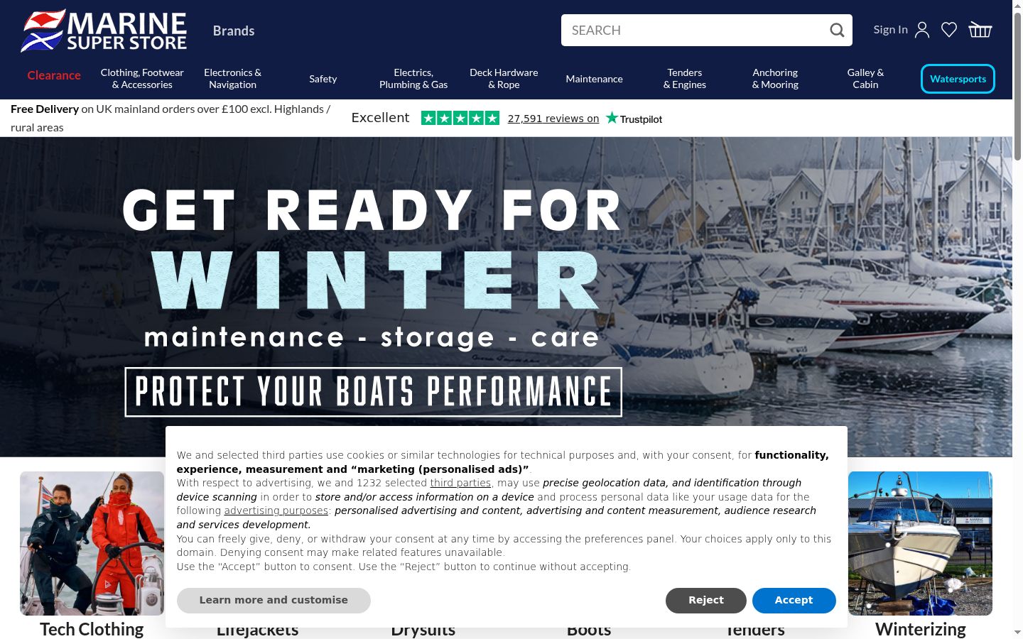 Screenshot del banner di consenso mostrato prima di qualsiasi interazione