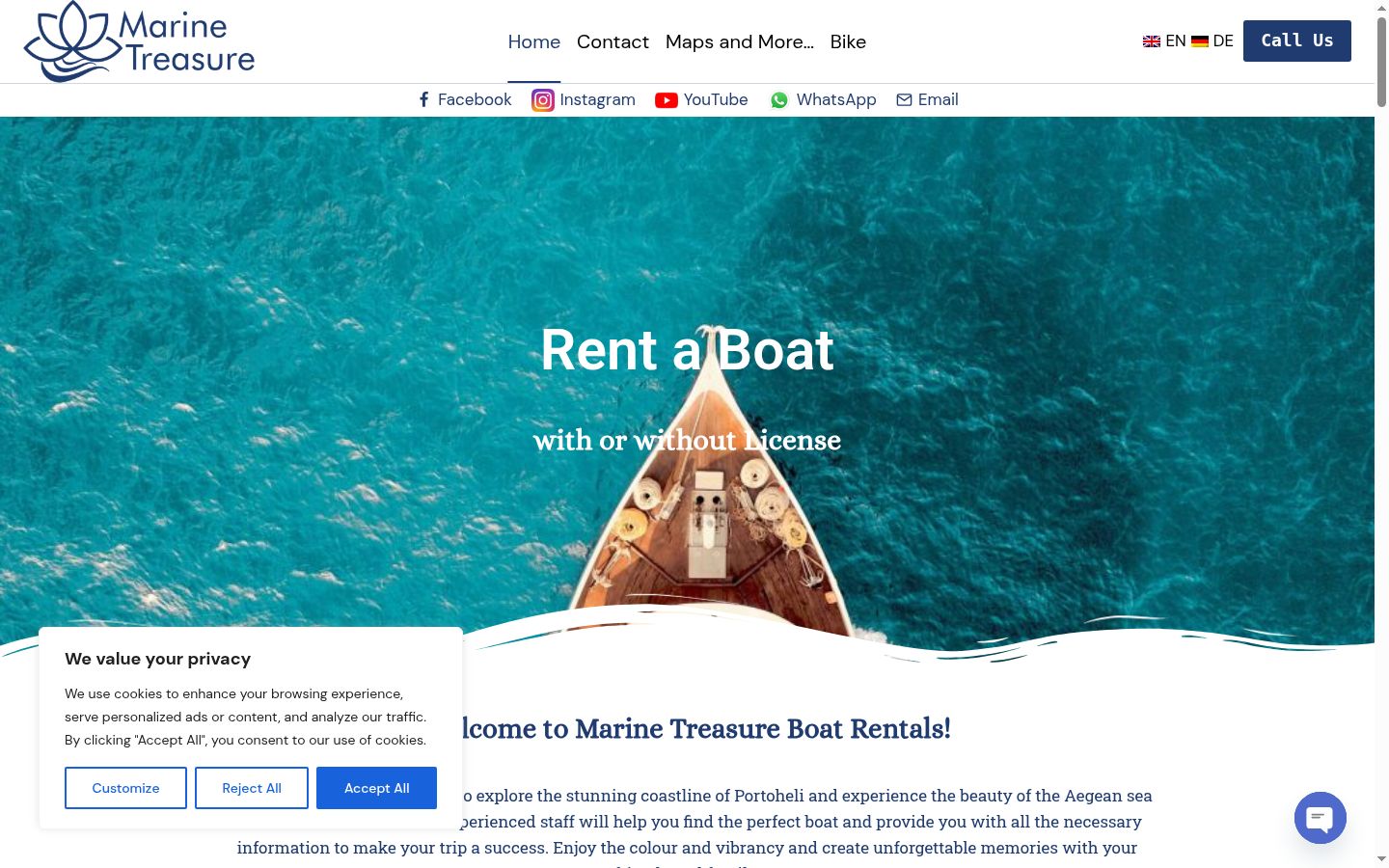 Screenshot del banner di consenso mostrato prima di qualsiasi interazione
