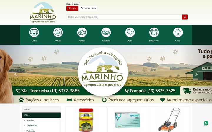Screenshot of marinhoagropecuaria.com.br