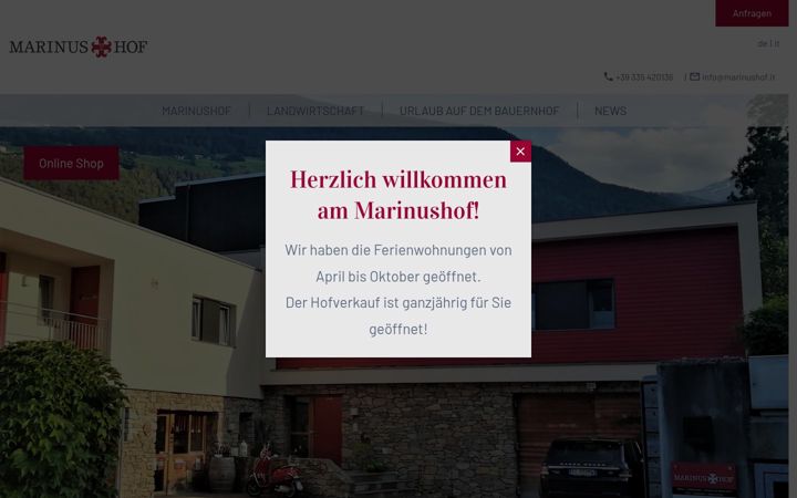 Screenshot of marinushof.it