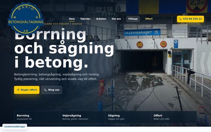 Zrzut ekranu mariobetonghaltagning.se