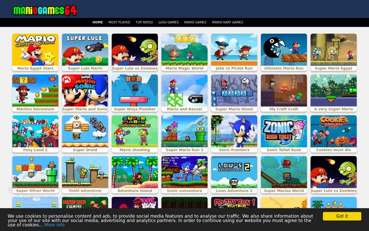 Screenshot of mariogames64.com