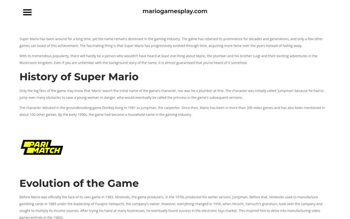 Screenshot of mariogamesplay.com