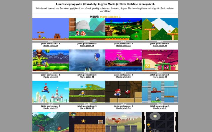 Screenshot of mariojatekok.eu