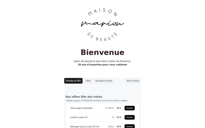 Screenshot of marionmaisondebeaute.com