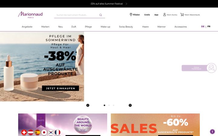 Screenshot of marionnaud.ch