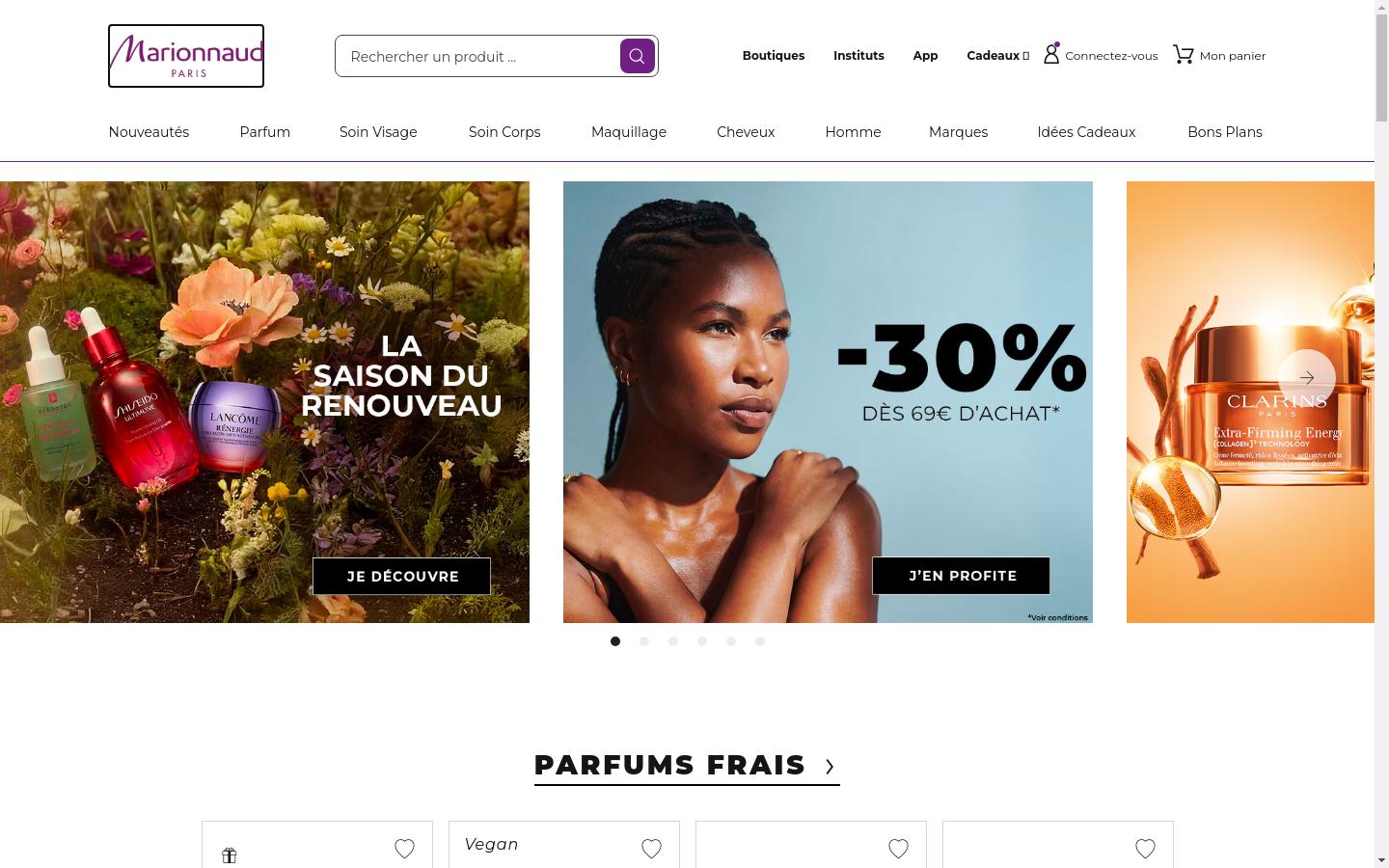 Screenshot of marionnaud.fr