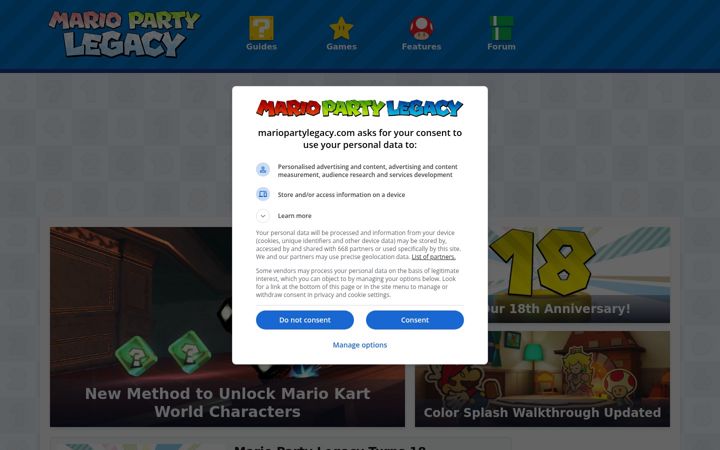 Screenshot of mariopartylegacy.com