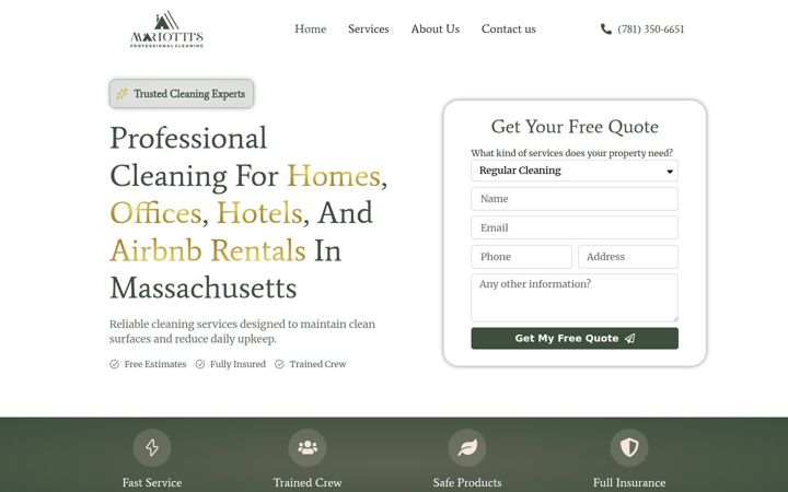 Screenshot of mariottisenterprises.com