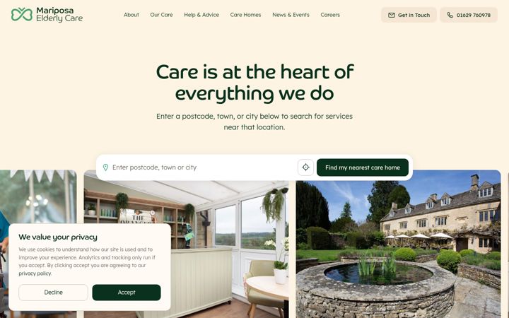 Screenshot of mariposacare.com