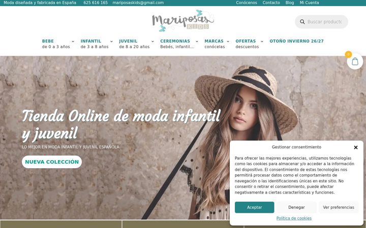 Screenshot of mariposaskids.com