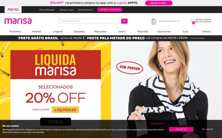 Captura de pantalla de marisa.com.br