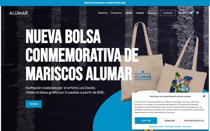 Screenshot of mariscosalumar.com
