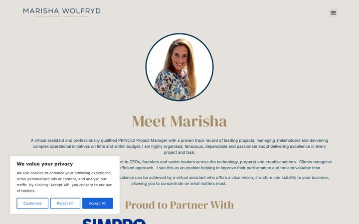 Screenshot of marishawolfryd.com