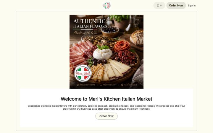 Screenshot of mariskitchenitalianmarket.com