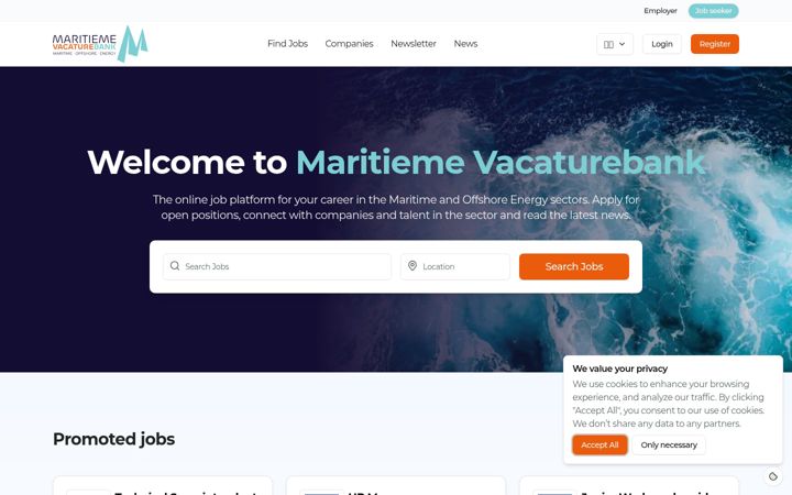 Screenshot of maritiemevacaturebank.nl