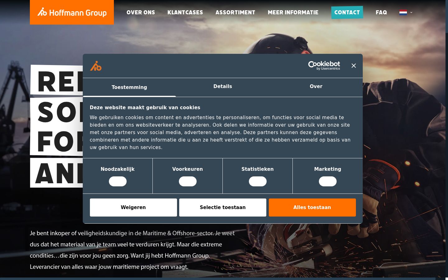 Screenshot del banner di consenso mostrato prima di qualsiasi interazione