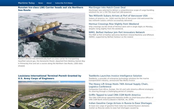 Screenshot of maritimetoday.com