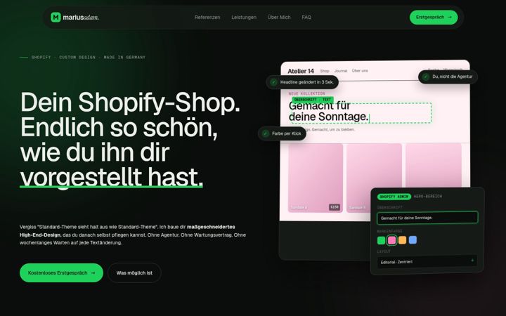 Screenshot von mariusadam.de