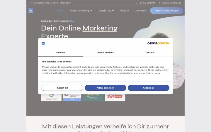 Screenshot of mariusblau.de