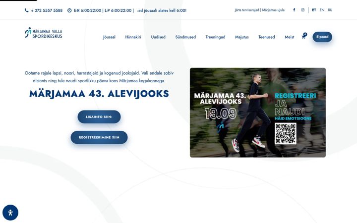 Screenshot of marjamaaspordikeskus.ee