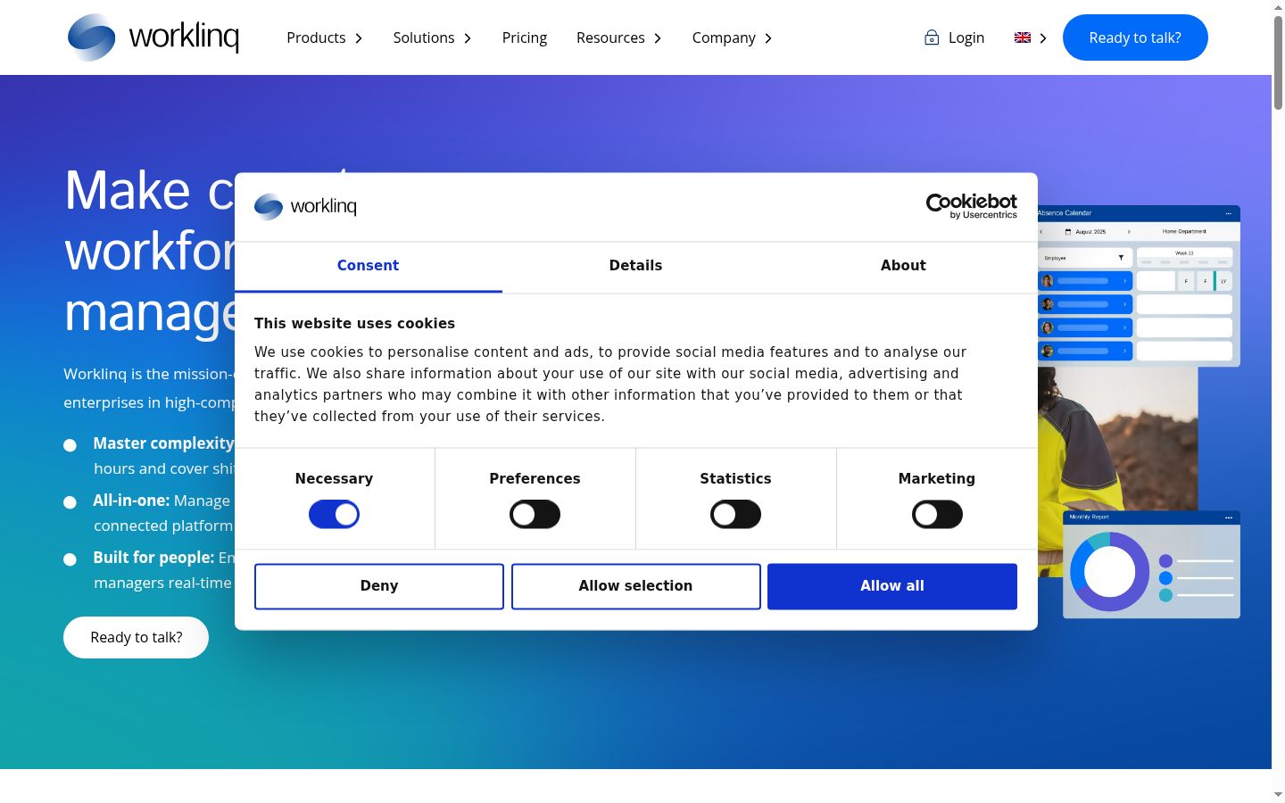 Screenshot del banner di consenso mostrato prima di qualsiasi interazione
