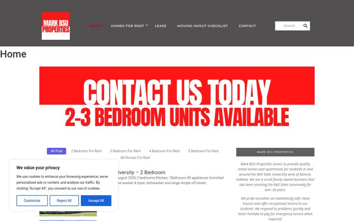 Screenshot of markbsuproperties.com