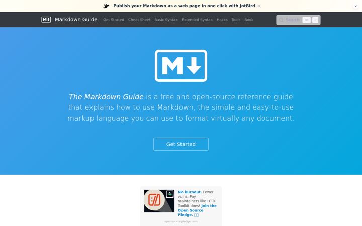 Capture d'écran de markdownguide.org